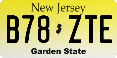 NJ license plate B78ZTE