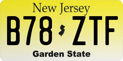 NJ license plate B78ZTF