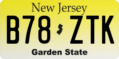 NJ license plate B78ZTK