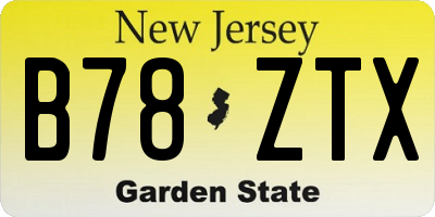 NJ license plate B78ZTX