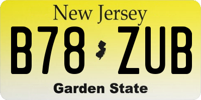 NJ license plate B78ZUB