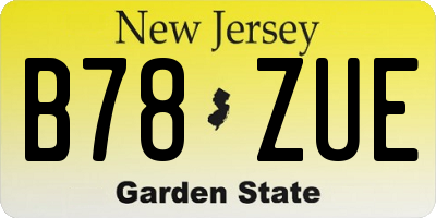 NJ license plate B78ZUE