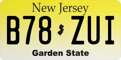 NJ license plate B78ZUI