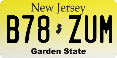 NJ license plate B78ZUM