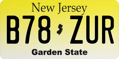 NJ license plate B78ZUR
