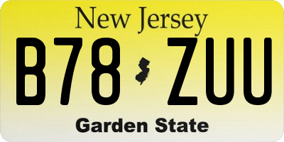 NJ license plate B78ZUU