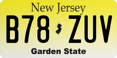 NJ license plate B78ZUV
