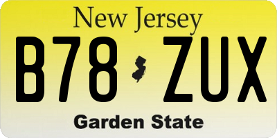 NJ license plate B78ZUX