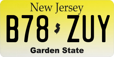 NJ license plate B78ZUY