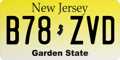 NJ license plate B78ZVD
