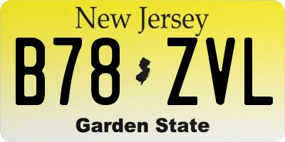 NJ license plate B78ZVL