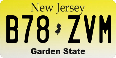 NJ license plate B78ZVM