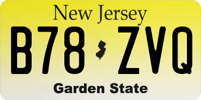 NJ license plate B78ZVQ