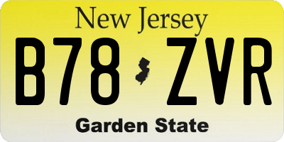 NJ license plate B78ZVR
