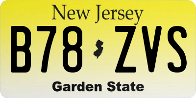 NJ license plate B78ZVS