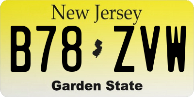 NJ license plate B78ZVW