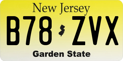 NJ license plate B78ZVX