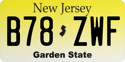 NJ license plate B78ZWF