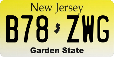 NJ license plate B78ZWG