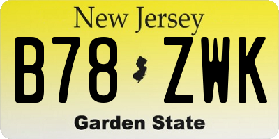 NJ license plate B78ZWK