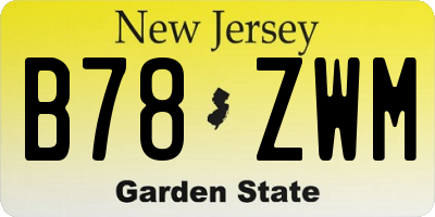 NJ license plate B78ZWM