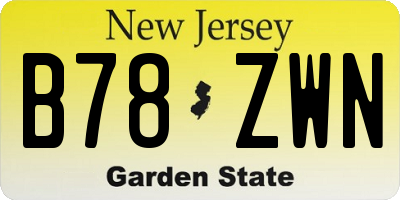 NJ license plate B78ZWN