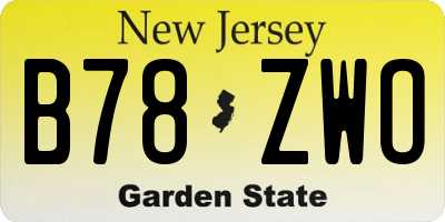 NJ license plate B78ZWO