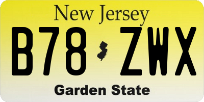 NJ license plate B78ZWX