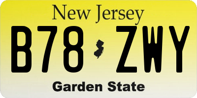 NJ license plate B78ZWY