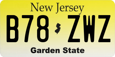 NJ license plate B78ZWZ