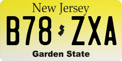 NJ license plate B78ZXA