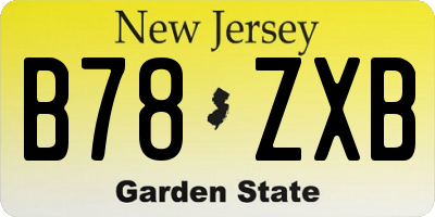 NJ license plate B78ZXB