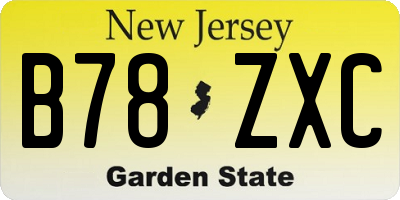 NJ license plate B78ZXC