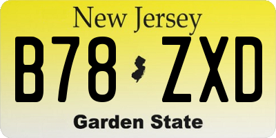 NJ license plate B78ZXD