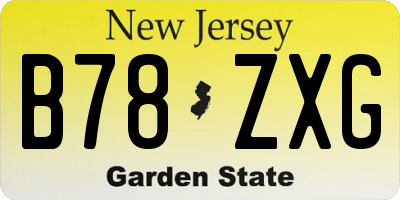 NJ license plate B78ZXG