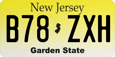 NJ license plate B78ZXH