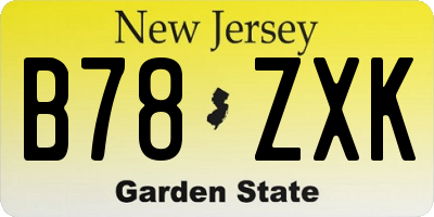 NJ license plate B78ZXK