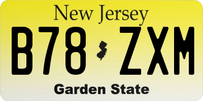 NJ license plate B78ZXM