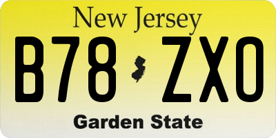NJ license plate B78ZXO