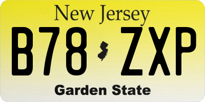 NJ license plate B78ZXP