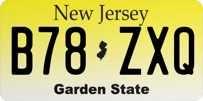 NJ license plate B78ZXQ