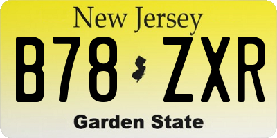 NJ license plate B78ZXR