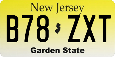 NJ license plate B78ZXT