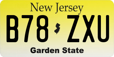 NJ license plate B78ZXU