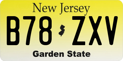 NJ license plate B78ZXV