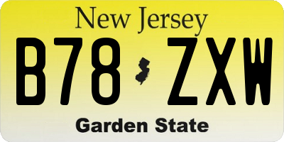 NJ license plate B78ZXW