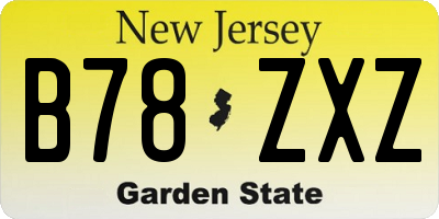 NJ license plate B78ZXZ
