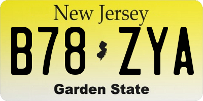 NJ license plate B78ZYA