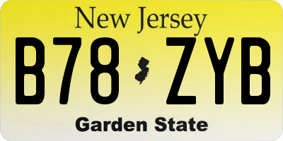 NJ license plate B78ZYB