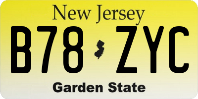NJ license plate B78ZYC